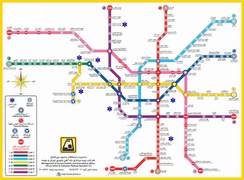 جدیدترین نقشه مترو تهران 1401 خطوط مترو تهران